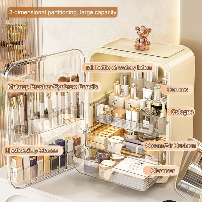 Cosmetic Organizer Large Capacity New Desktop Organizer Dust Lipstick Skincare Dressing Table Light Luxury Storage Racks