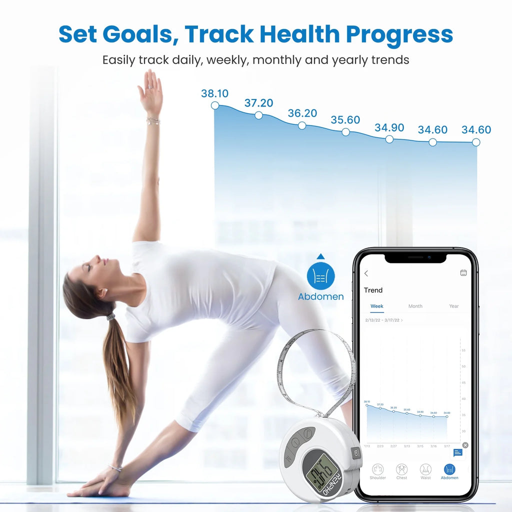 Smart Tape Measure with App, Bluetooth Body Measuring Tape for Body Circumference Monitoring, Mother-To-Be, Bodybuilder