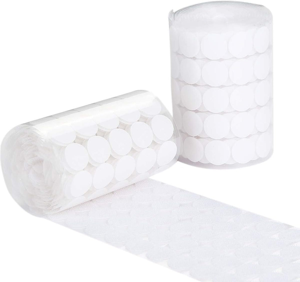 White Self Adhesive Dots 1000Pcs(500 Pairs) 3/4" Diameter Hook and Loop Dots Taps for School, Office