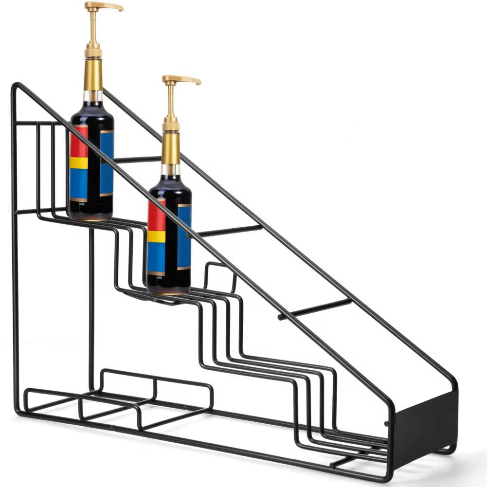 4-Tier Coffee Syrup Rack Countertop Syrup Holder Metal Coffee Syrup Bottle Organizer 4-Layer Countertop for Drink for Coffee