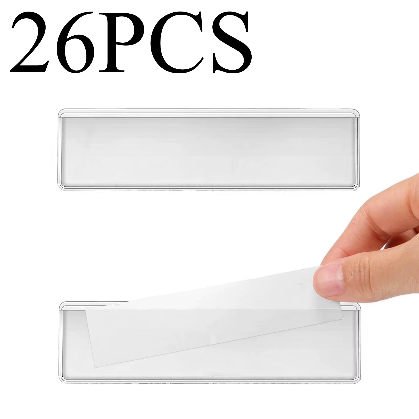 12Pcs Clear Adhesive Shelf Tag Pockets Index Card Label Holders for Organizing Classify Items Stationery Office Supplies