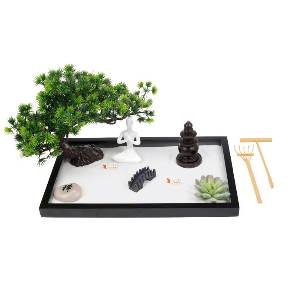 Mini Zen Garden Kit Meditation & Relaxation Desk Sand Art Durable Design Home Decor Items Festival Gifts