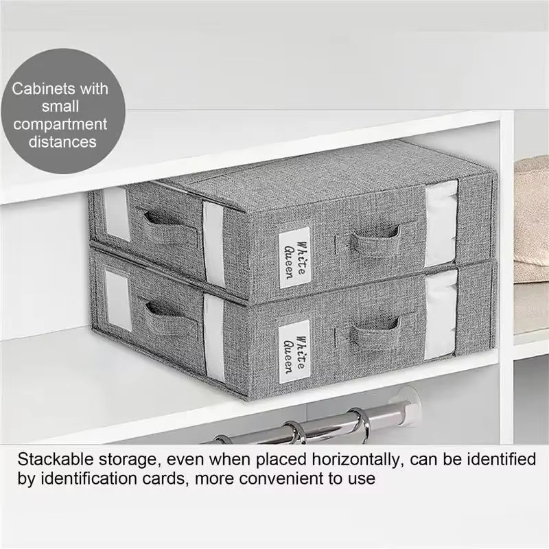 Foldable Closet Storage Bins Air and Dust Resistant Folding Bed Linen Organizer Window Clothes and Sheets Storage Box