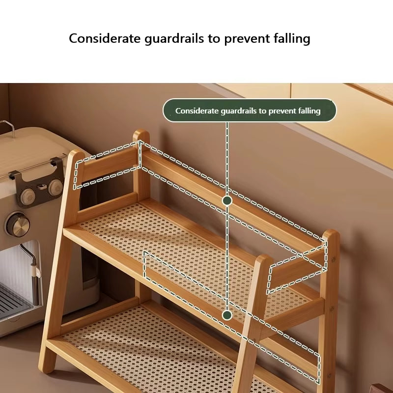 3 Tier Bamboo Shelf Desktop Cabinet Organizer Display Rack Cup Rack Spice Caddy Shelf for Kitchen Makeup Organizer for Vanity