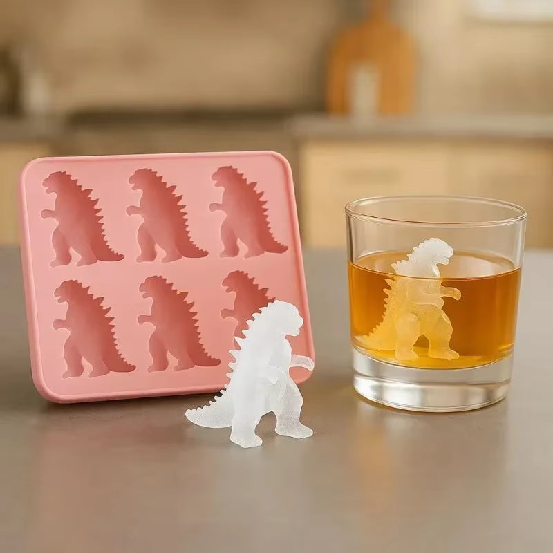 Monster Ice Mold Dinosaur Cake Decor Candy Jelly Baking Tool Candle Soap Mould Kitchen Silicone Cube Mold Makes 6 Giant Mold