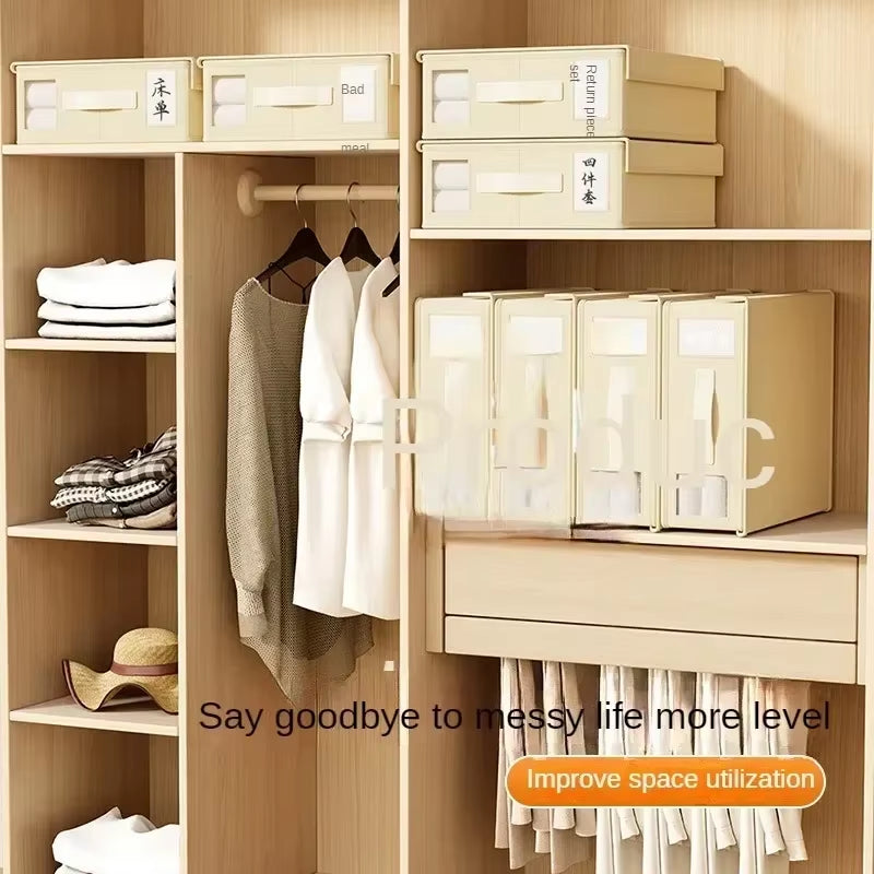 Creative Bed Sheet Storage Box Clothing Fabric Sheet 4-Piece Organizer Wardrobe Blanket Quilt Cover Non-Woven Storage Box