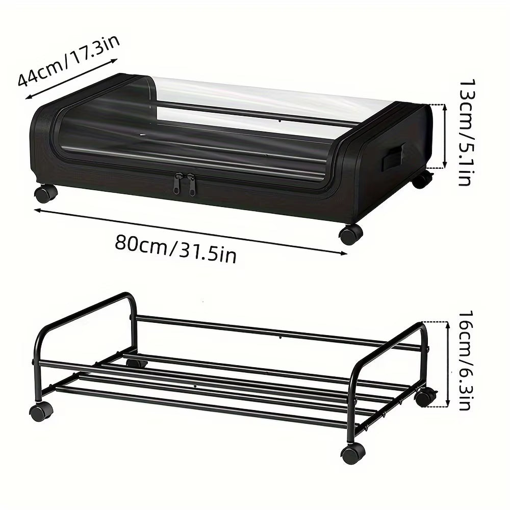 Under Bed Storage Organizer - Underbed Bins with Wheels and Lid for Clothes Bedding Shoes Blankets Books Toys Home Organization