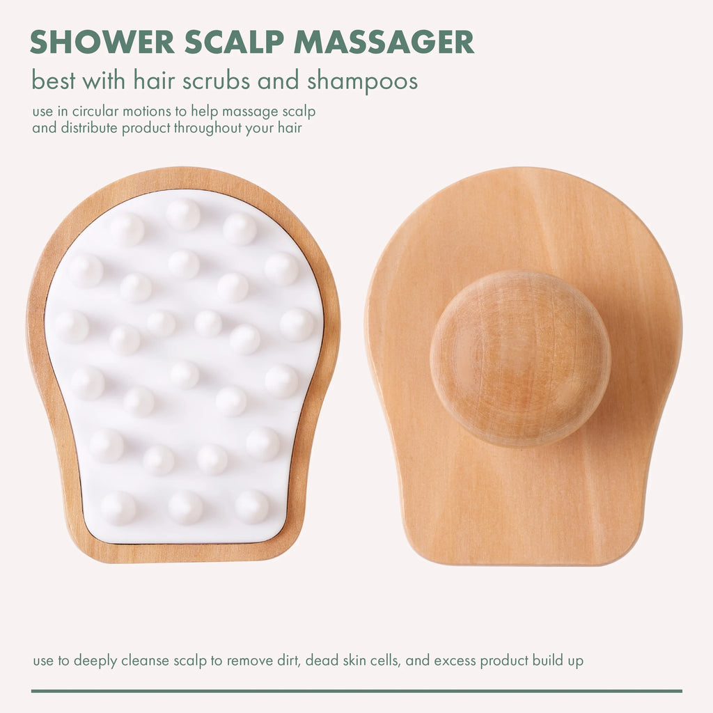 White Handheld Shower Scalp Brush, Hair Growth Stimulating, Head Massager