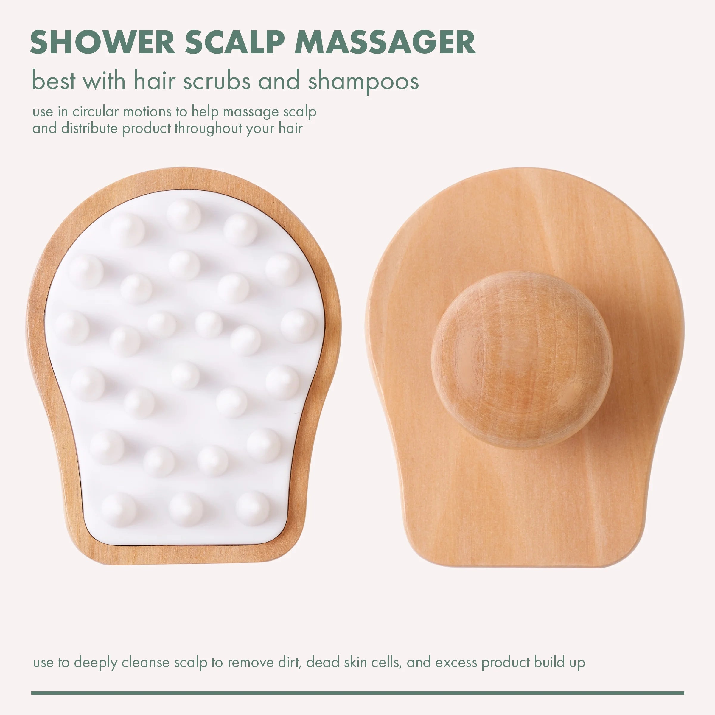 White Handheld Shower Scalp Brush, Hair Growth Stimulating, Head Massager