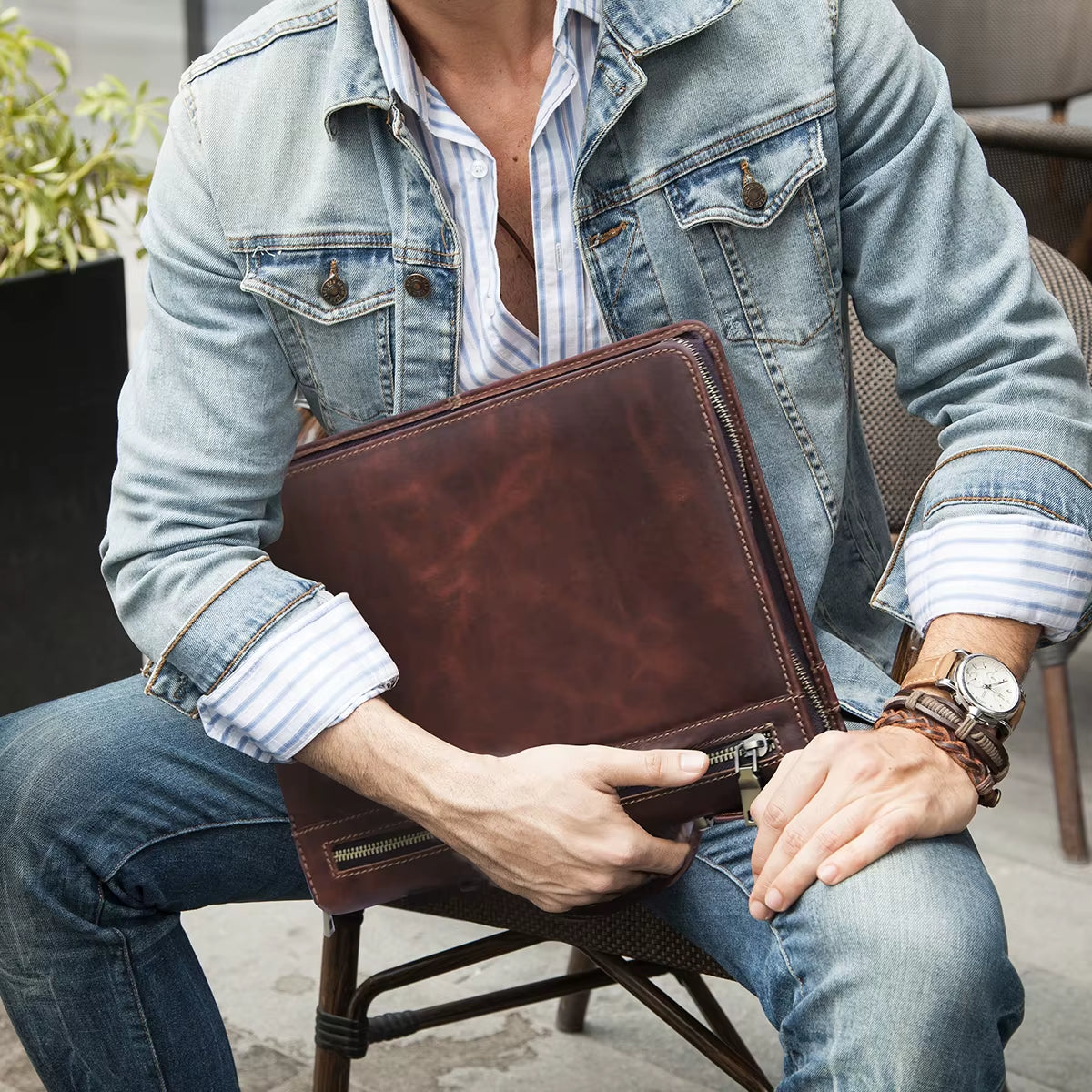 Macbook Pro Air 13 Ipad Pro 13 12.9 Portfolio File Folder Cow Leather Cover Organizer Travel Business Office Document Briefcase