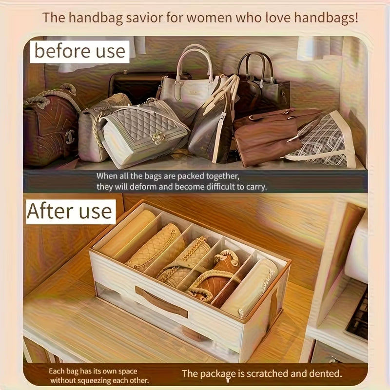 Large Capacity Handbag Organizer Box Multi-Purpose Open Top Storage Box Wardrobe Clothes Pants Storage Bins with Dividers