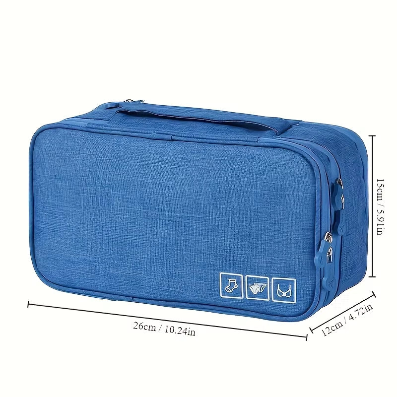 Travel Packing Organizer - Lightweight Oxford Fabric Zipper Storage Bag for Underwear, Compact Multi-Compartment Solution