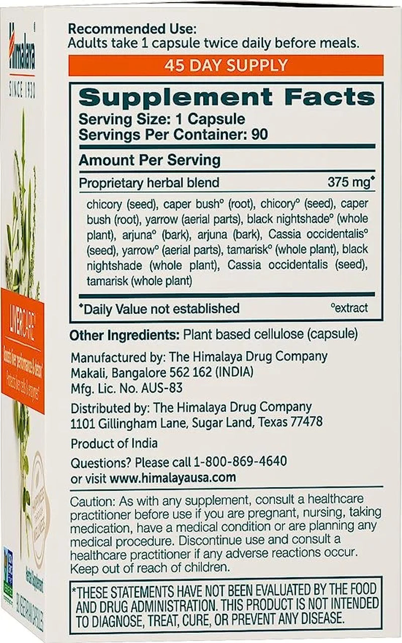 Livercare Supplement, Liver Cleanse Formula, Eliminates Waste, Cleansing, Vegan, Non-Gmo, 90 Capsules