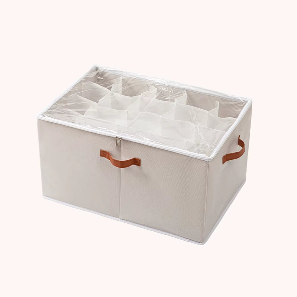 12/16/20Grid Shoe Storage Artifact Home Foldable Fabric Shoe Box Transparent Sports Shoes Leather Shoes Dustproof Organizing Box