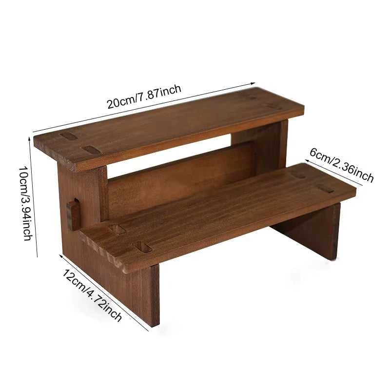 2/3/4/5 Layers Vintage Wood Display Stand Bracelet Hairpins Ring Jewelry Storage Rack Multifunctional Desktop Sundries Organzier