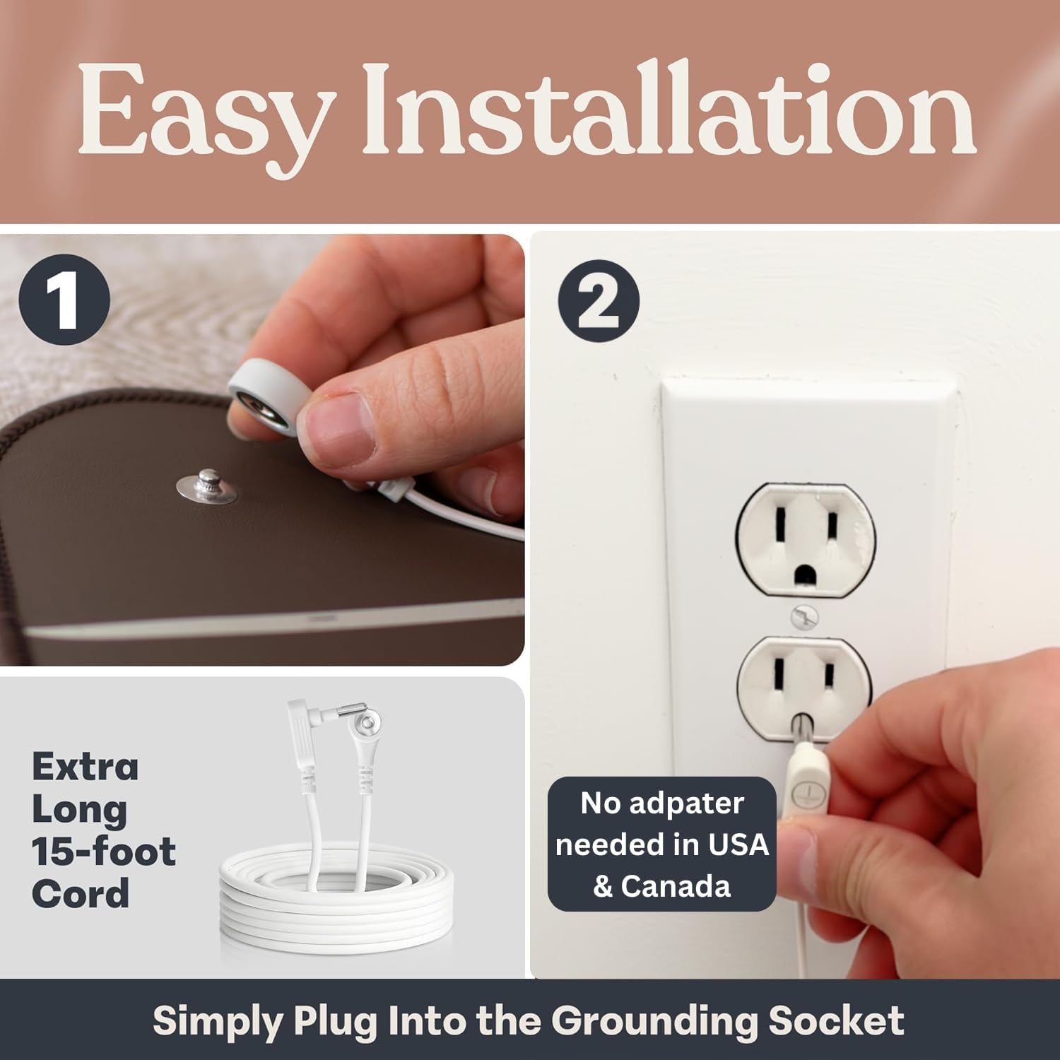 Grounding Mat for Feet, Sleep Improvement, Back Pain Relief, Muscle Relaxation & Stress, Earthing Pads for Bed, Ground for Desk, Earth Mats, Bedding Pad (24''X16'')