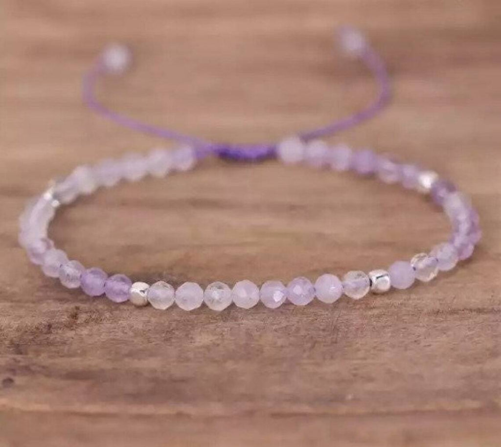 Natural Stone Crystal Dainty Bracelet Amethyst Gemstone Bracelet Handmade