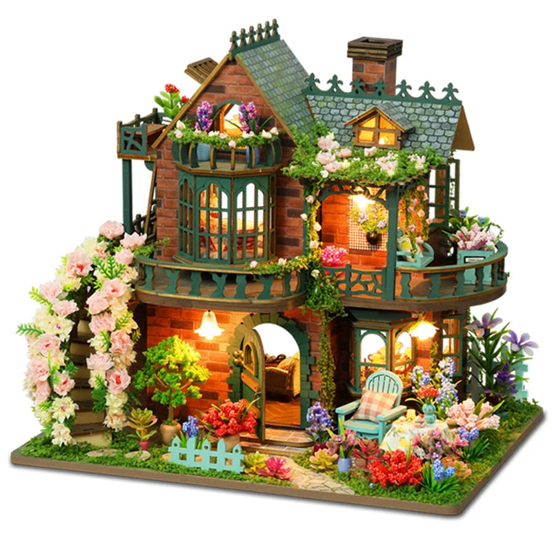 NEW DIY Wooden Fairy Garden Cottage Figurines Miniatures Kits Assembled Houses Flower Casa for Friends Gifts Home Decor Crafts