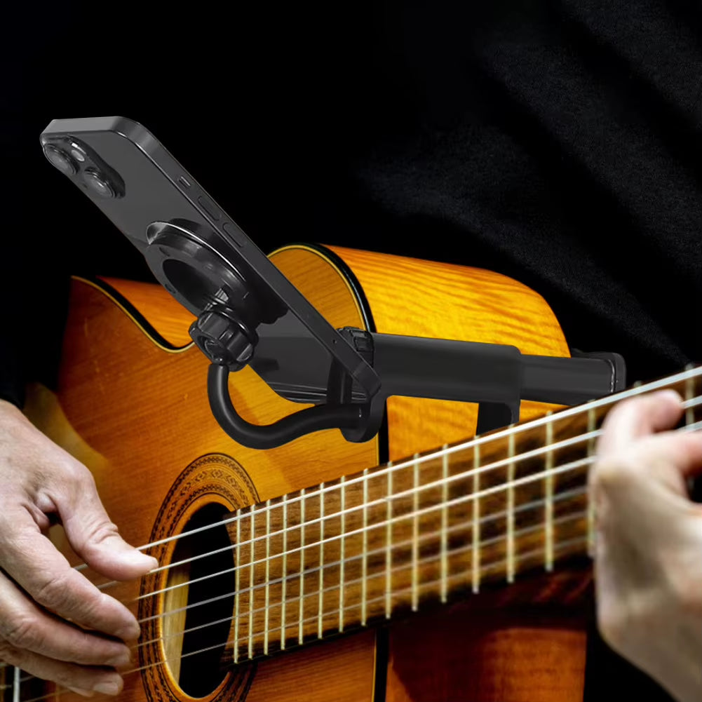 2025 Adjustable Magnetic Guitar Phone Holder Non-Slip Strong Magnetic Musical Instrument Phone Stand Stable Support with Clip
