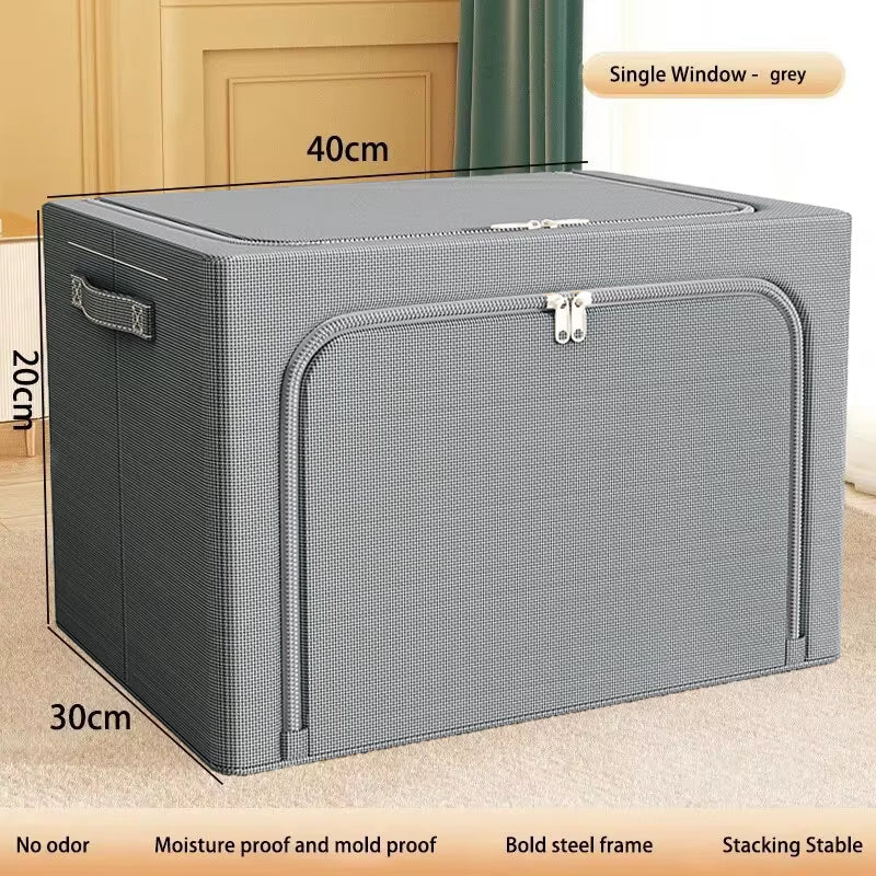 1Pcs Quilt Organizer for Underwear Storage Box Storage and Organization Transparent Clothing Foldable Fabric Steel Frame Home