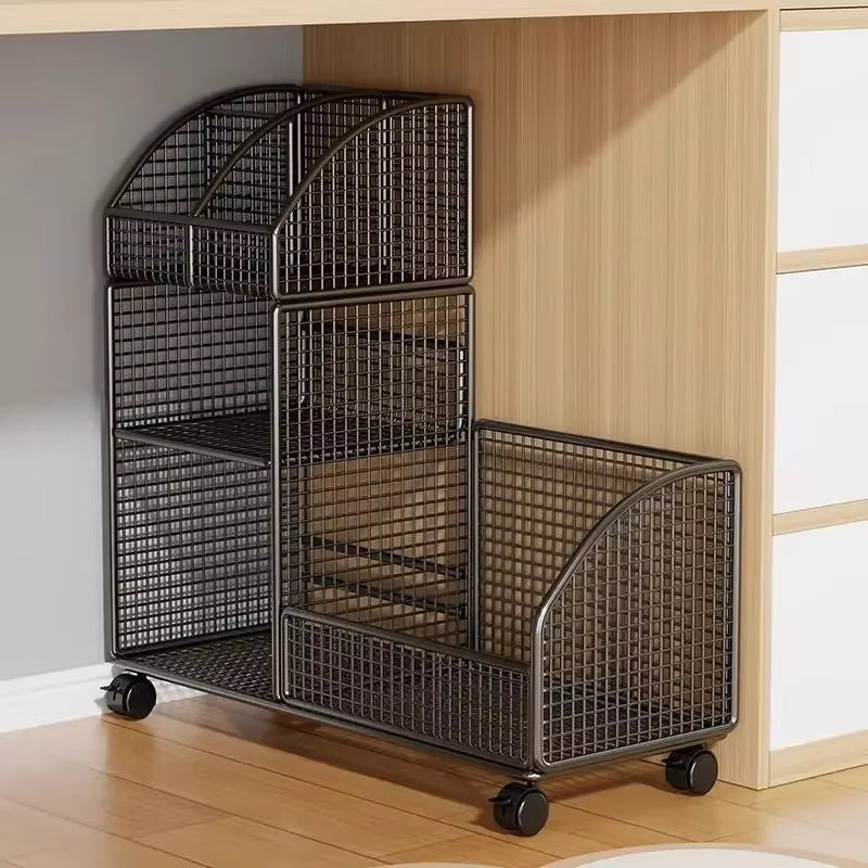 Multi-Layer Organizer Bookcase Mobile Desktop Document Book Storage Rack Large Bookshelf Desk Side Storage Bookcase Organizer