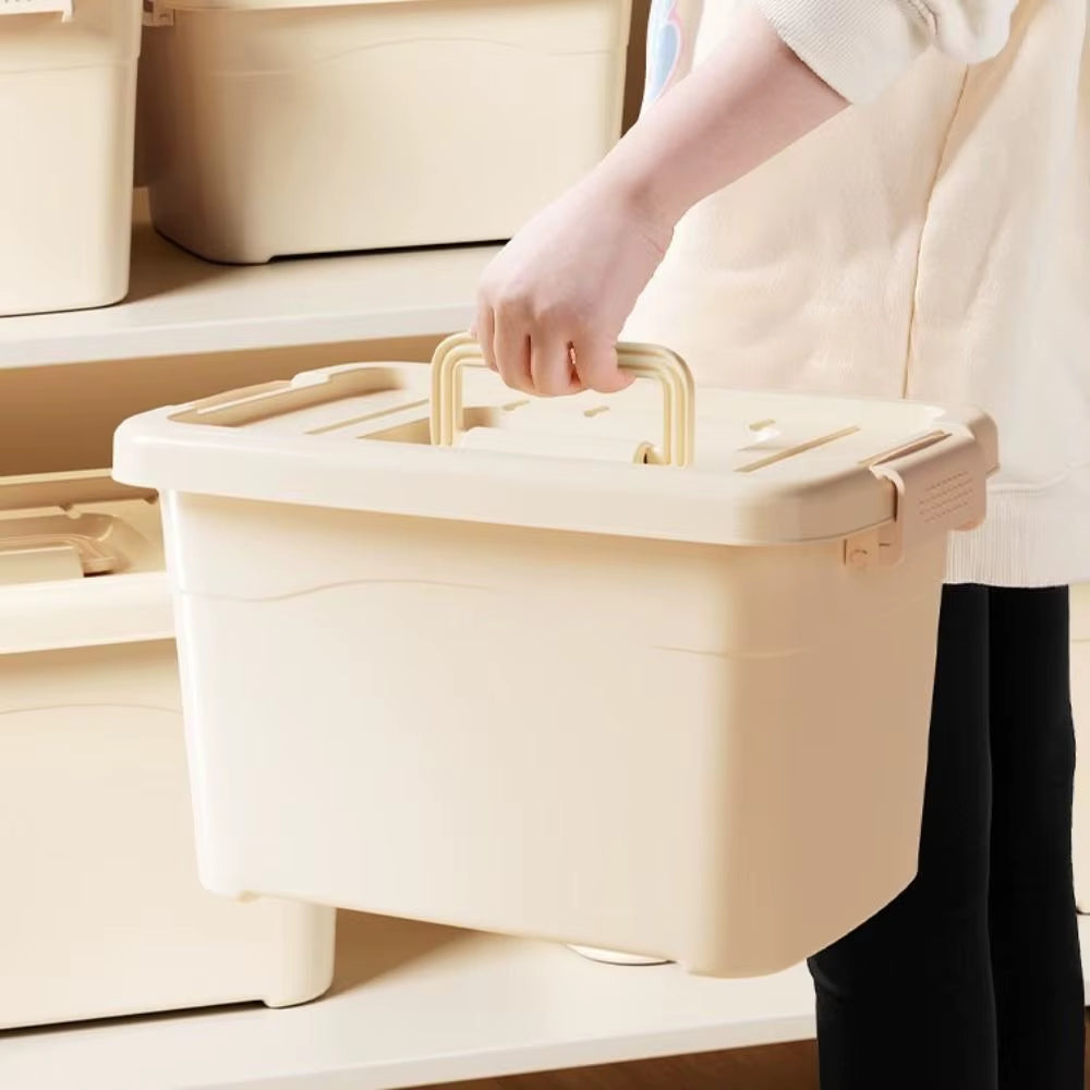Large Capacity Durable Household Storage Box Waterproof Dustproof Household Organizer with Handle Multifunction Storage Cabinet