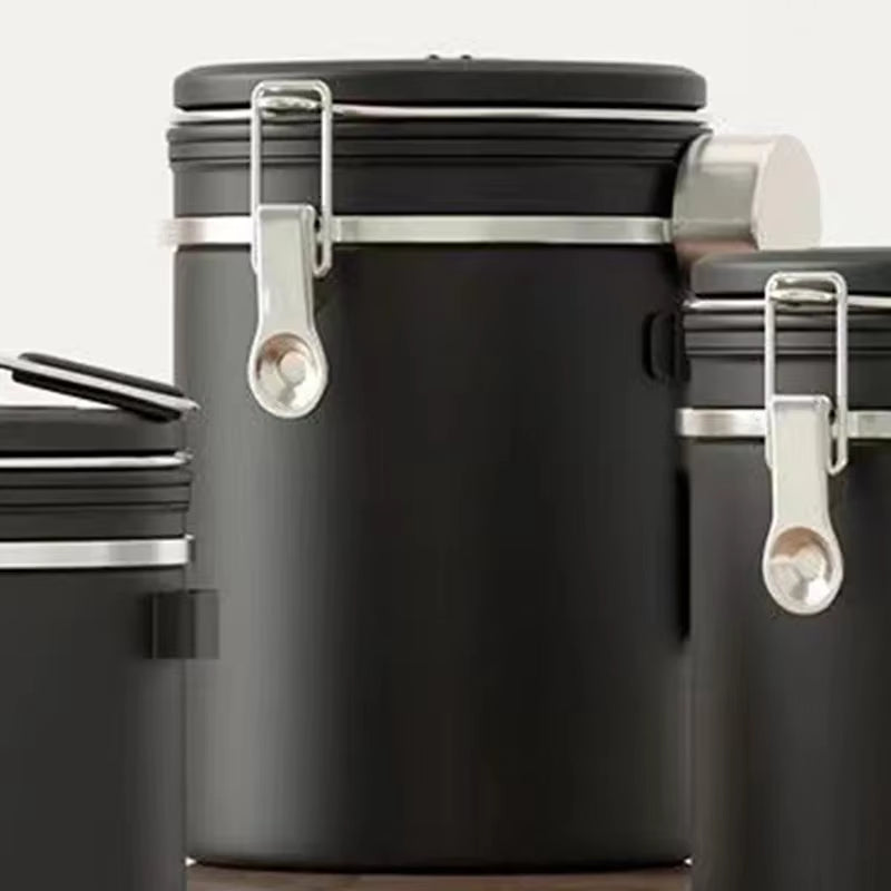 Stainless Steel Coffee Beans Vacuum Storage Jar with Spoon Large Capacity Airtight Container Grains Nut Keep Fresh Storage Jar