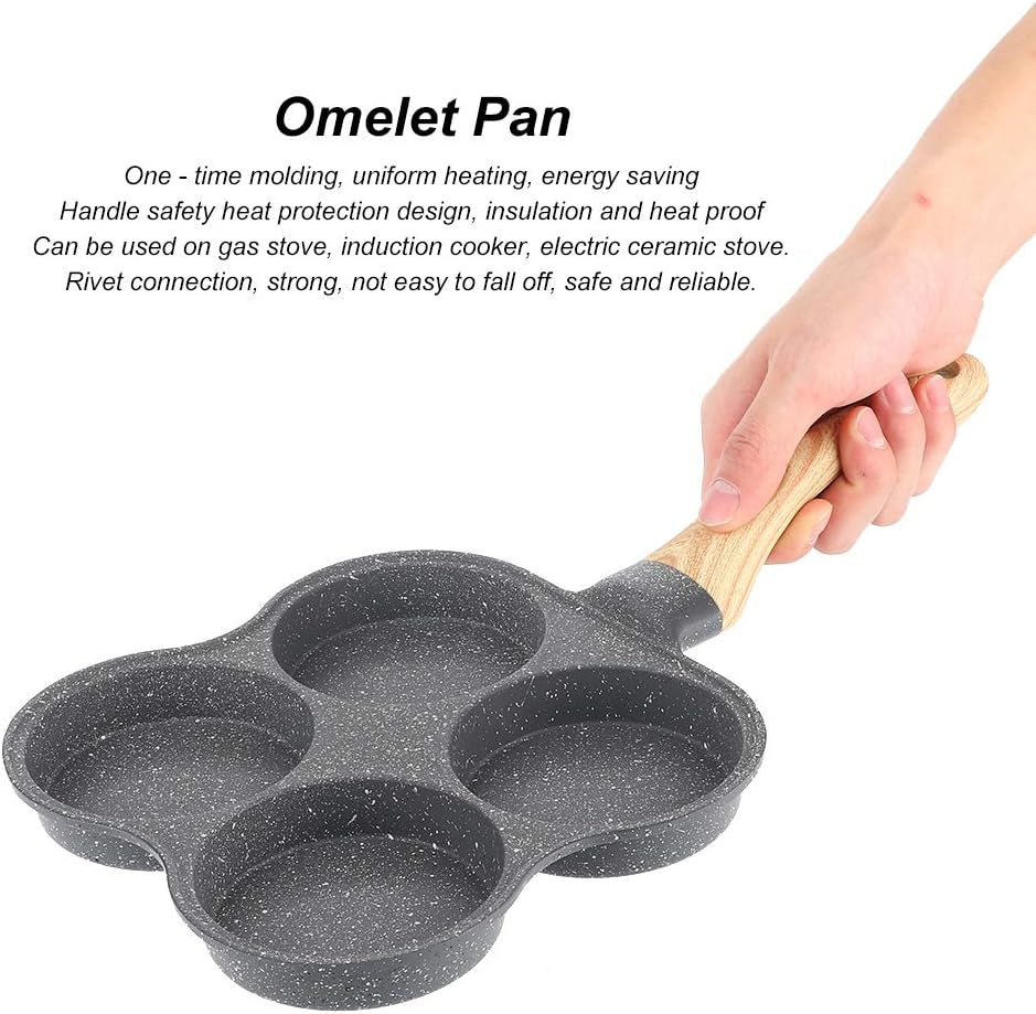 4-Hole Egg Frying Pan 4- Pan Non-Stick Frying Pan 4-Cup Egg Frying Coating Egg Cooker Pan Compatible with All Heat Sources,For Egg Burger/Breakfast Pancake