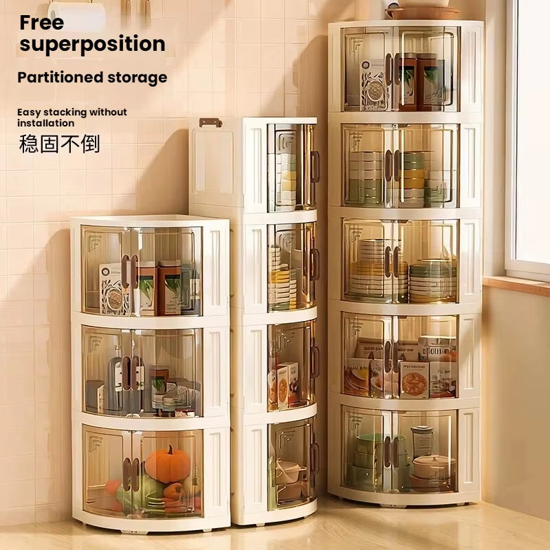 Plastic Double-Door Foldable and Mobile Triangular Storage Cabinet, Snack, Toy, Home Corner Storage Corner Cabinet