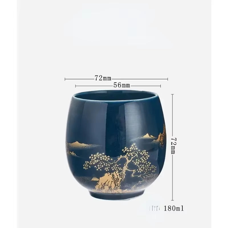 180Ml Japanese Ceramic Tea Cup, Jilan, Minimalist Master Cup, Large Black Glaze, Household Kung Fu Tea Set, Single Cup, Tea Cup