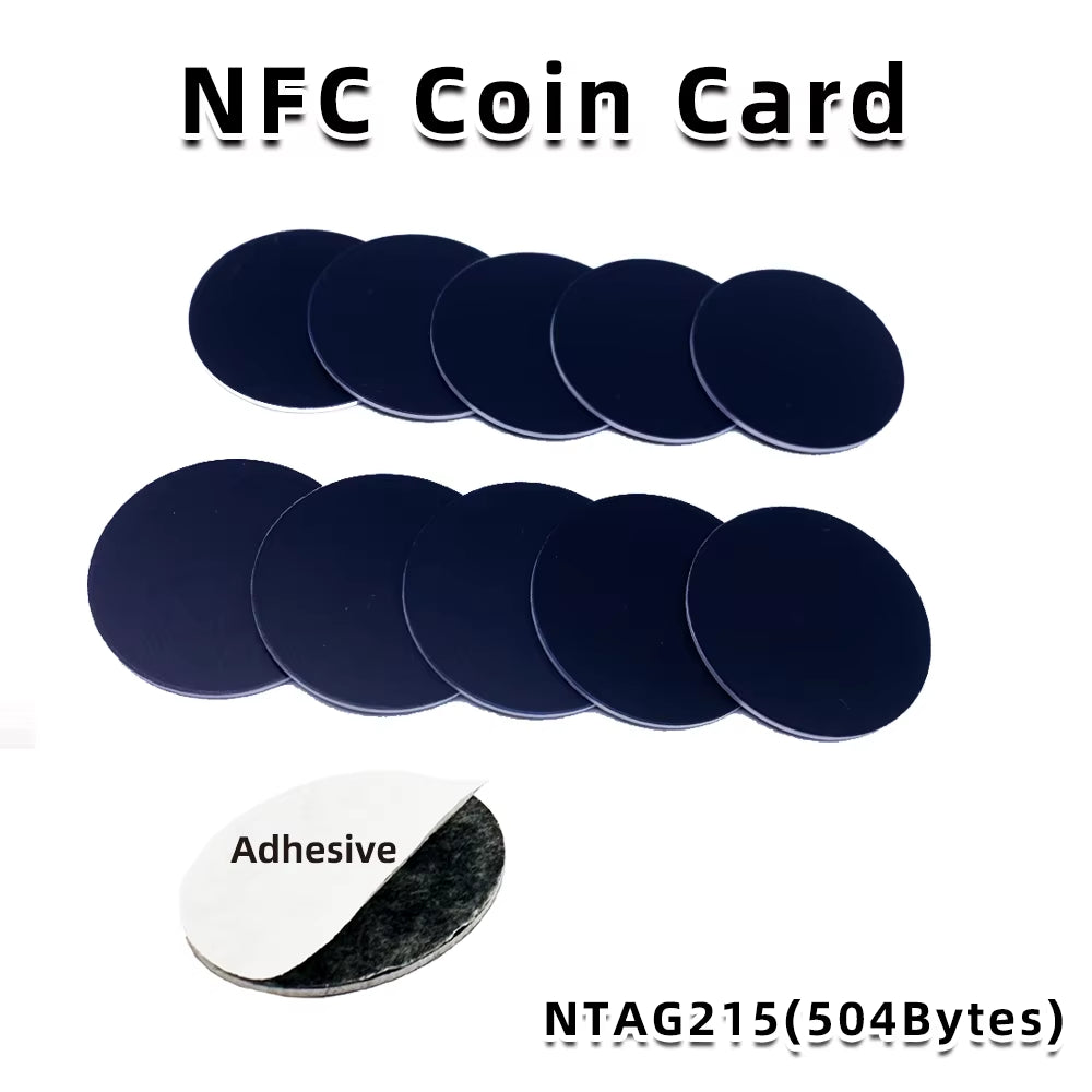 Black Ntag 215 Tags NFC Phone Available RFID Stickers Adhesive Label NFC Ntag215 Self-Adhesive Tag 13.56Mhz ISO14443A Sticker
