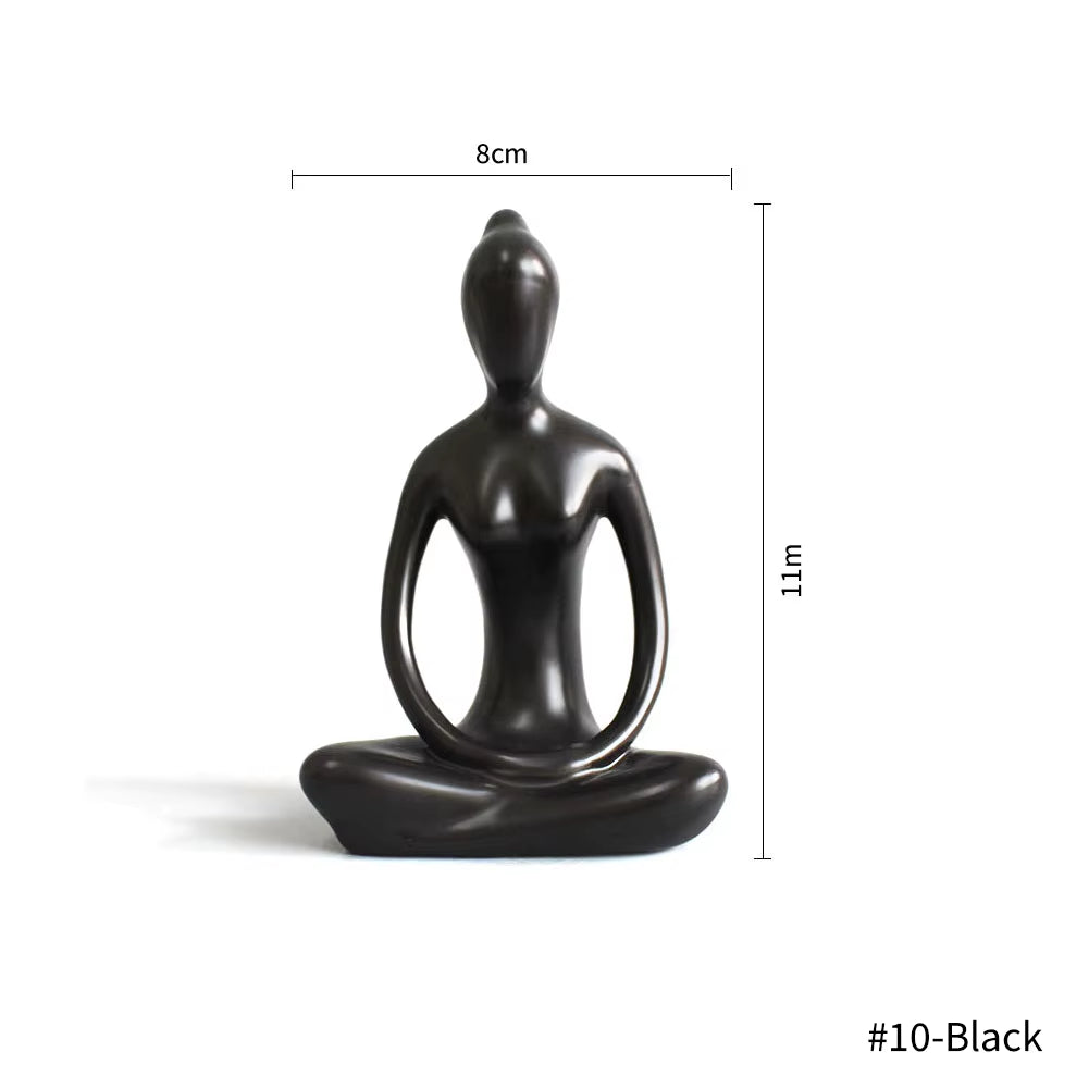 24 Styles Creative Abstract Art Ceramic Yoga Poses Sculptures Figurines Craft Yoga Lady Figure Studio Office Home Decor Ornament