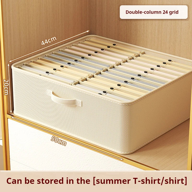 24 Grids Pants Sweater T-Shirt Jeans Storage Box Wardrobe Clothes Storage Organizer with Board Cabinet Drawer Storage Boxes