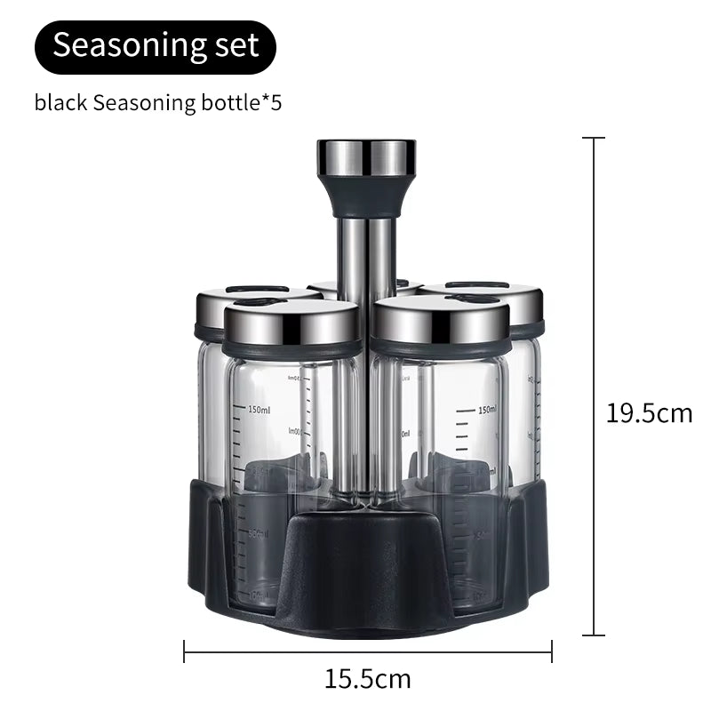 Rotating Seasoning Bottle Set, Kitchen Storage Bottle, Spice Jar Rack, Olive Oil Bottle Set, Pepper Bottle Set, Salt Bottle Set