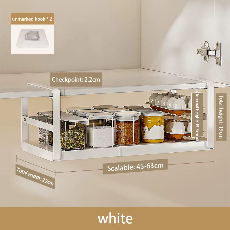 Kitchen Storage Rack Roll Paper Cling Film Hanging Shelf under the Cabinet Utensils Seasoning Storage Organizer Retractable