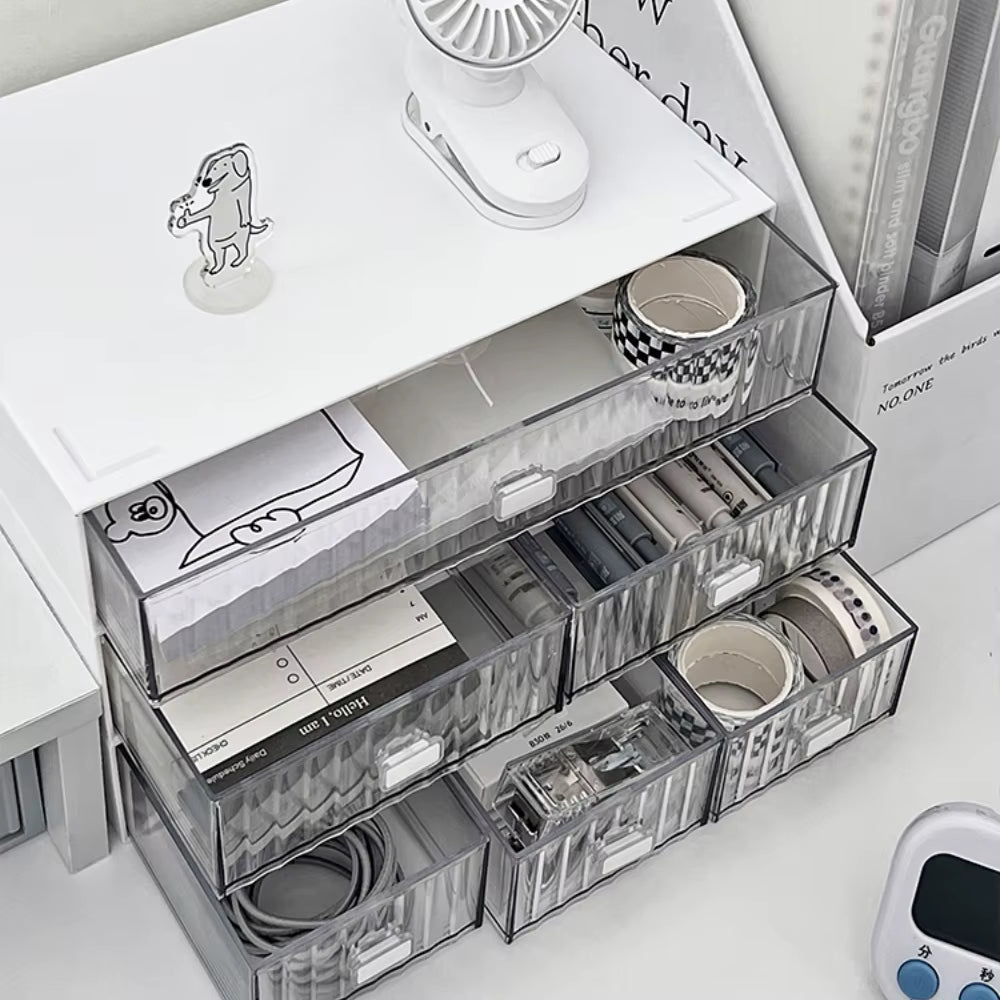 Ins Acrylic Pen Holder Storage Box Desktop Stationery Pen Box Office Transparent Large-Capacity Drawer Makeup Organizer Cosmetic