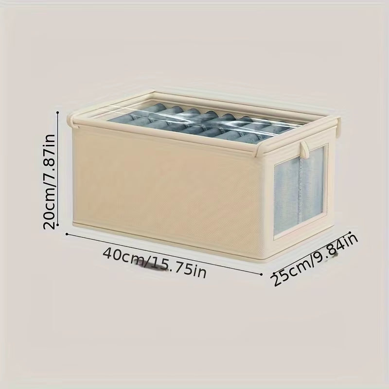 Large Foldable Canvas Storage Box with Clear Window - Organize and Store Clothing Space-Saving Home Closet Organizer