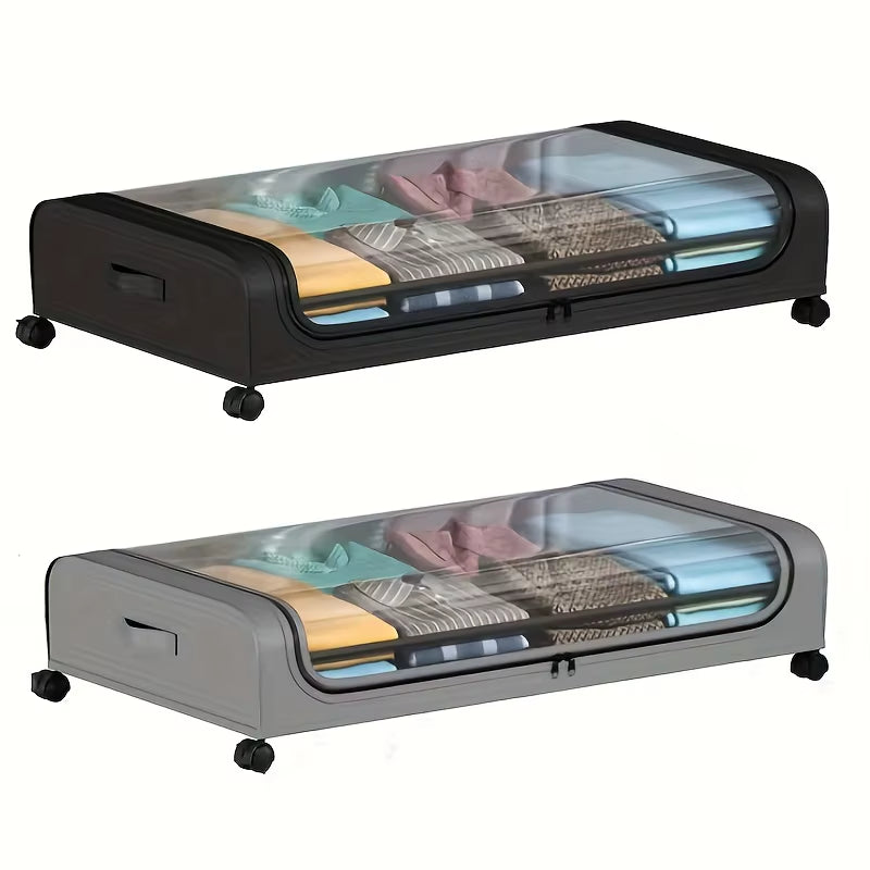 Under Bed Storage Organizer - Underbed Bins with Wheels and Lid for Clothes Bedding Shoes Blankets Books Toys Home Organization