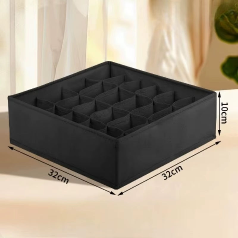 24-Compartment Fabric Drawer Organizer for Underwear, Socks, and Ties - Foldable Closet Storage Box with Tension Mount