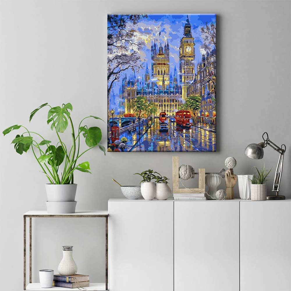 Adults Paint by Numbers Kit -  Big Ben DIY Painting by Numbers by Number Kits, London Street Paint by Numbers for Adults Beginner Kids, 16” X 20” Arts Craft for Home Wall Decor(Frameless)