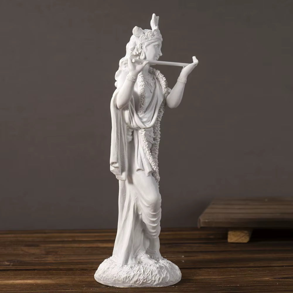 Resin White Krishna Statue Hindu God Love Divine Sculpture Hinduism Meditating Figurines Home Decoraiton Yoga Room Decor