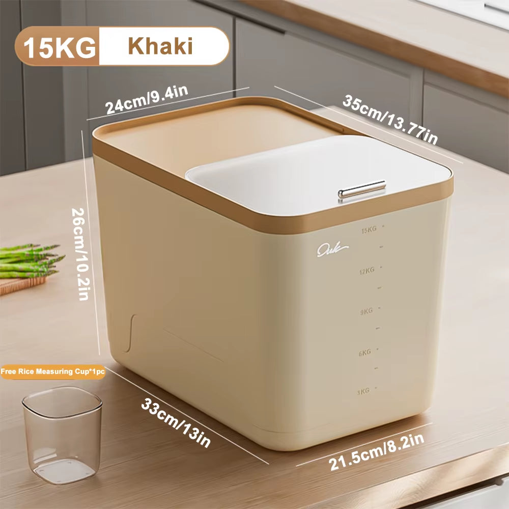 5/10/15KG Rice Storage Box Home with Lid Insect Proof Moisture Proof Rice Box Sealed Jar Kitchen Container Storing Dry Grain