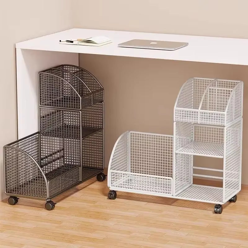 Multi-Layer Organizer Bookcase Mobile Desktop Document Book Storage Rack Large Bookshelf Desk Side Storage Bookcase Organizer