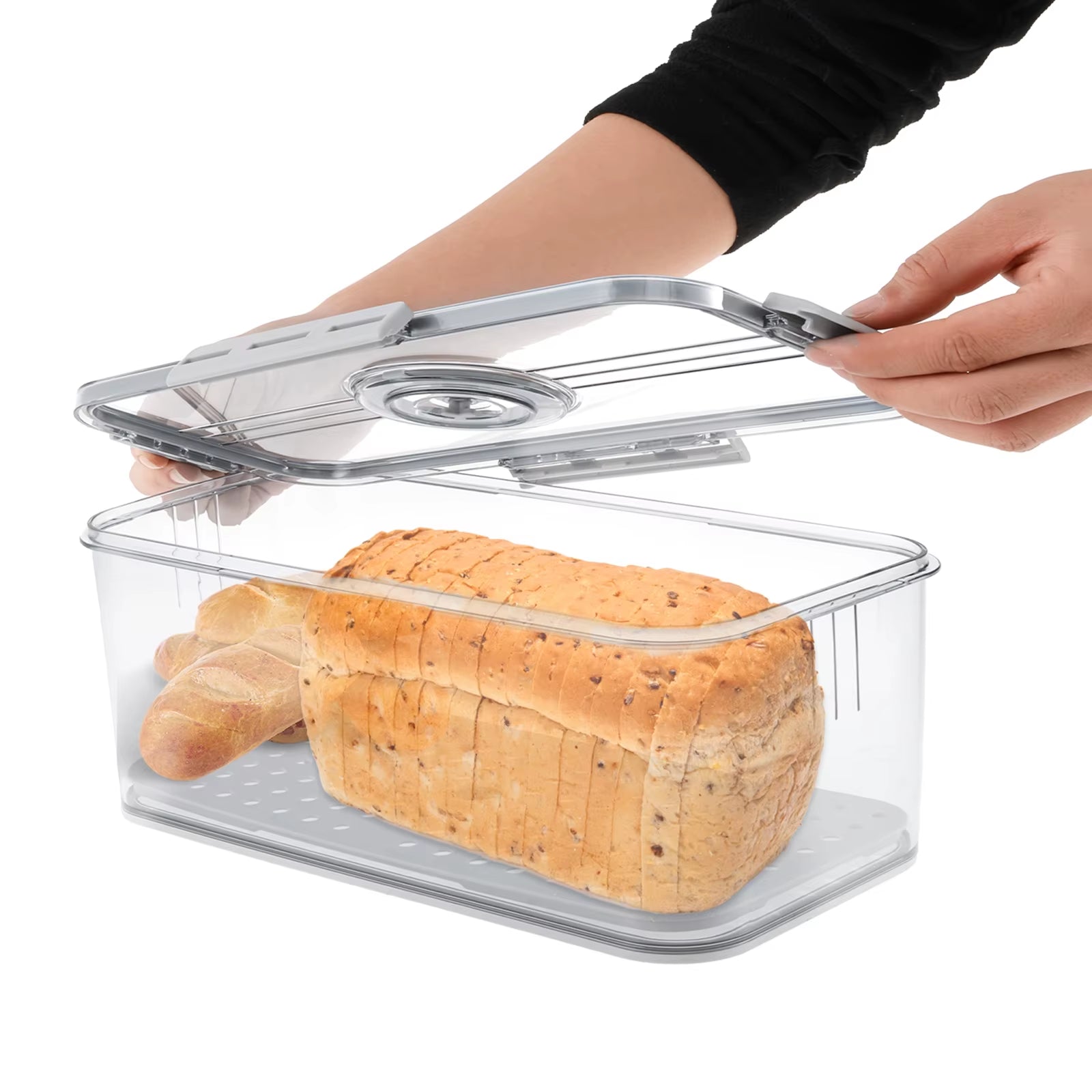 Bread Preservation Box Sealing Bread Toast Storage Container Kitchen Food Keep Fresh Organizer with Snap Time Recording