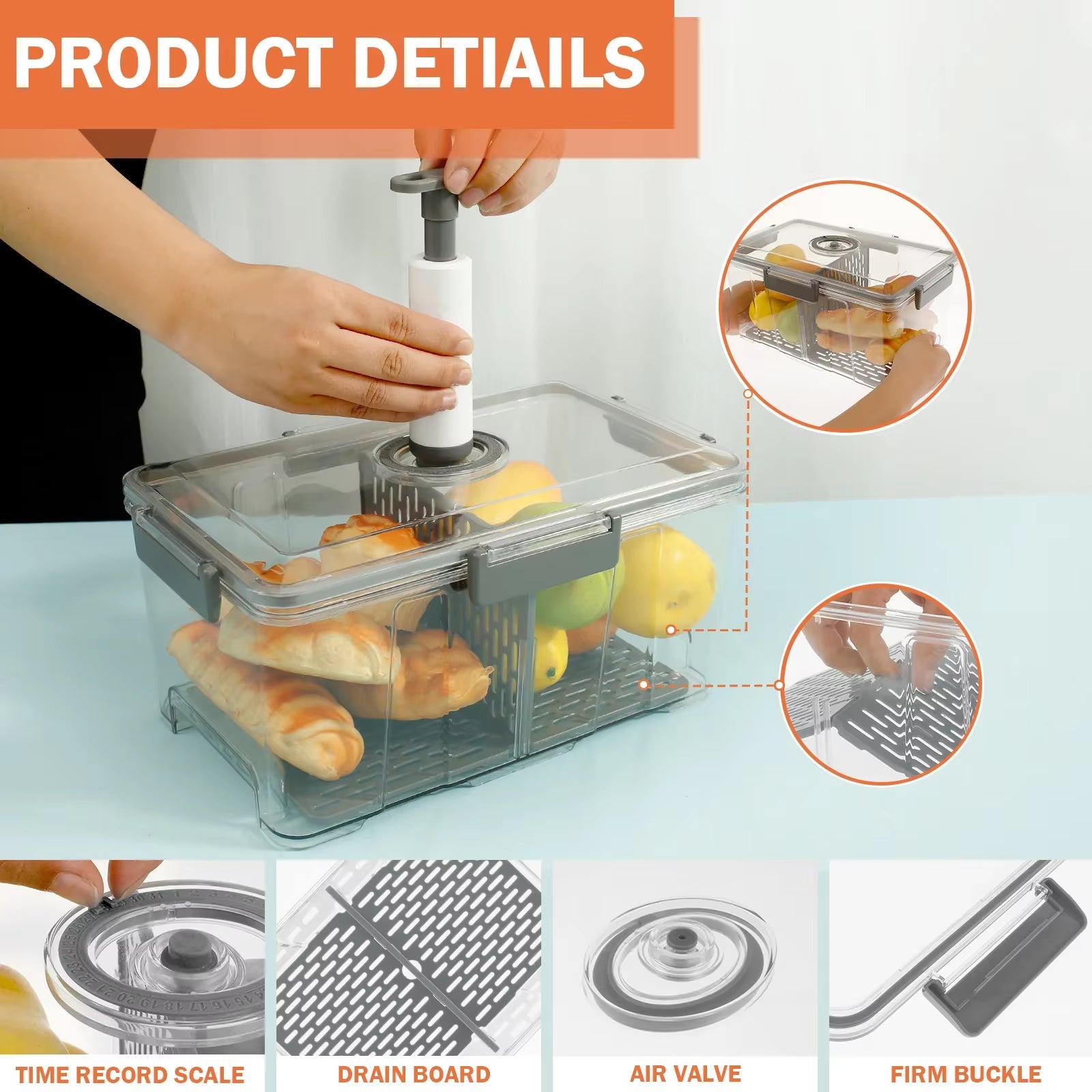 Kitchen Countertop Airtight Box Transparent 8Qt Bread Storage Container Extra Large with Lid Keeper for Homemade Toast/ Bagel