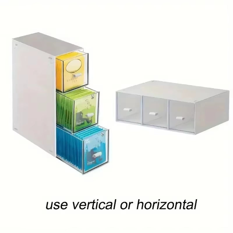 1Pc Desktop Storage Box Stackable Transparent Drawer Cosmetic Storage Box Office Stationery Sundries Basket Countertop Organizer