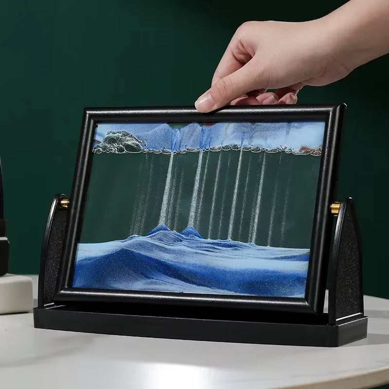 Rotatable Sandscape Moving Sand Art Picture Square Glass 3D in Motion Quicksand Hourglass Creative Flowing Sand Home Decor Gifts