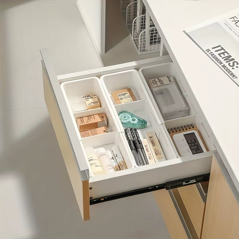 Compartment Storage Box Adjustable Functional Retractable Storage Box Home Storage Drawer with Divider Compartmentalized Design