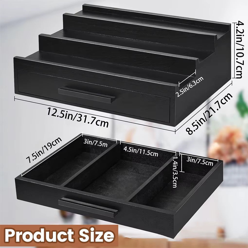 New Perfume Holder Organizer Fragrance Rack Three-Layers Perfume Holder Fragrance Display Black Perfume Organizer with Drawers