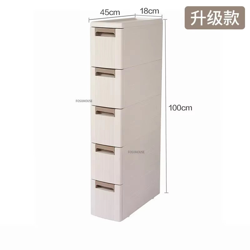 Modern Floor Drawer Type Cabinet Bathroom Storage Cabinet Plastic Narrow Multi-Layer Toilet Corner Large Capacity Storage Shelf